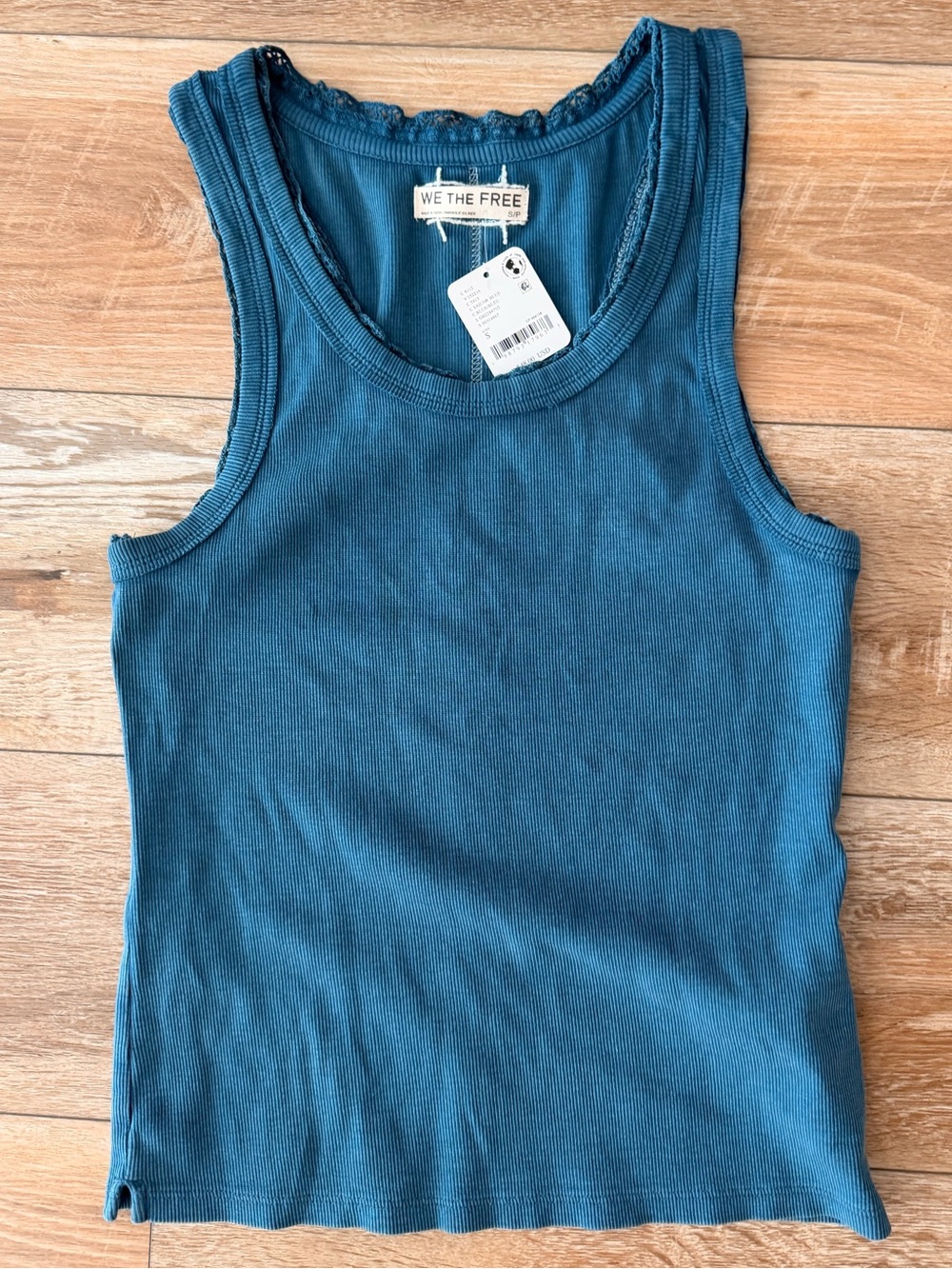 We The Free Teal Ribbed Scoop Neck Tank NWT
